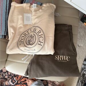 Sporty & Rich Logo Cream Top and jogger set